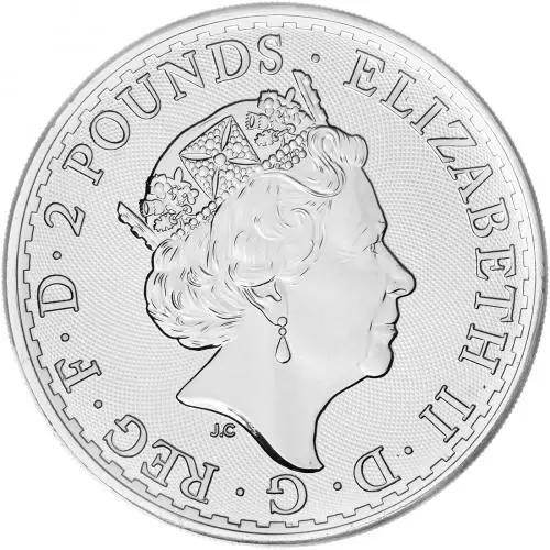 2022 Silver Bullion Ungraded 1 Ounce Britannia Elizabeth II  Coin Single Pre-Owned United Kingdom The Royal Mint obverse