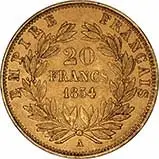 1850-1865 Gold French 20 Franc Bullion Value in Wreath