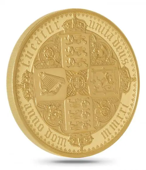 2021 Gothic Crown 10 oz Piedfort Gold Proof Coin side view