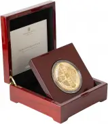 2021 Gothic Crown 10 oz Piedfort Gold Proof Coin in box side view