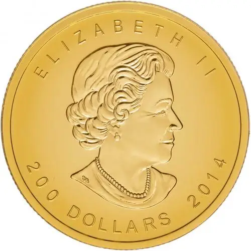 2014 Howling Gold Uncirculated 1 Ounce Wolf Coin Single Canada Royal Canadian Mint Obverse