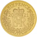 2021 Gold Proof Sixpence Coin Reverse