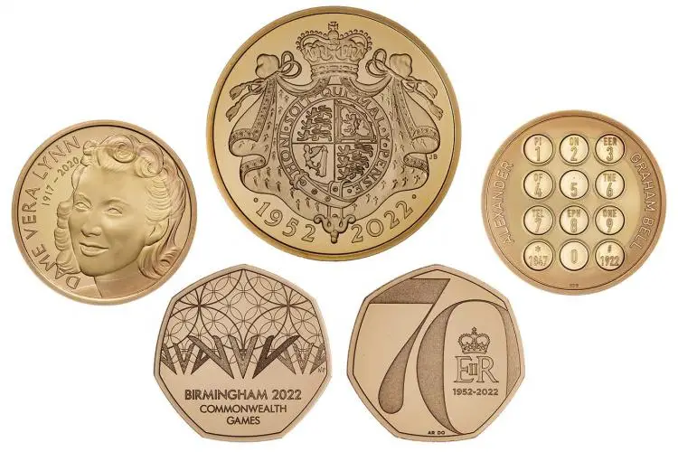 2022 United Kingdom Gold Proof Commemorative Coin Set reverse designs