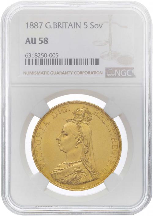 イギリス 1887 ヴィクトリア女王 クラウン 銀貨 NGC AU Details
