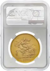 1887 Gold £5 Quintuple Sovereign Victoria Jubilee Head NGC Graded MS-61
