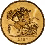 1887 Victoria Gold Five Pound Jubilee Head Reverse