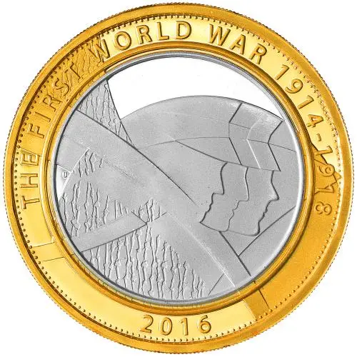 2016 Silver Proof The Army - First World War Pound Sterling reverse