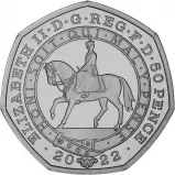 2022 Silver Proof British Decimal Elizabeth II Platinum Jubilee Pound Sterling 50 Pence Coin United Kingdom The Royal Mint obverse