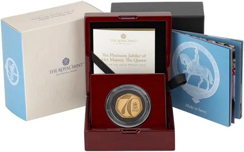 2022 Gold Proof Platinum Jubilee 50 Pence Coin in box