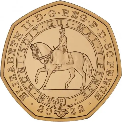 2022 Gold Proof Platinum Jubilee 50 Pence Coin obverse