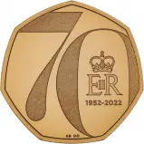 2022 Gold Proof Platinum Jubilee 50 Pence Coin reverse