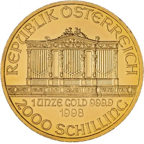 1998 Gold 1 Ounce Philharmonic Coin Single Austria Austrian Mint Reverse