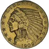1909 Gold Half Eagle Indian Head Coin - Ex-jewellery