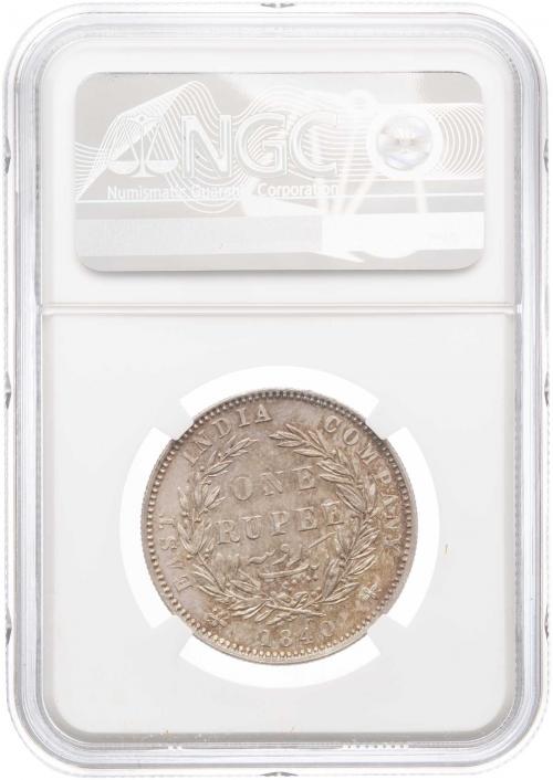 1840 (m) Silver Indian 1 Rupee NGC MS-61 Coin | Chards