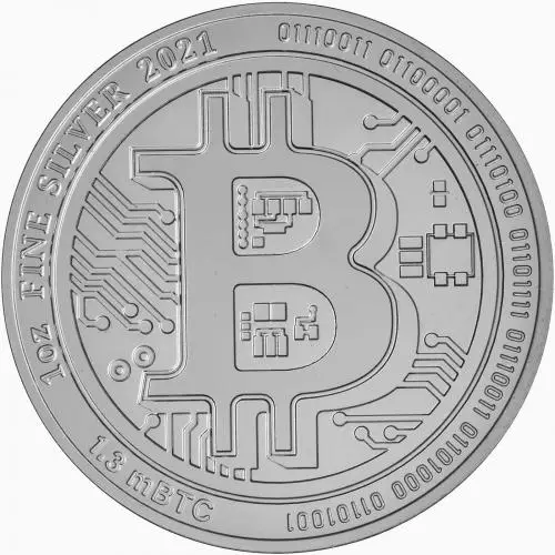 2021 Silver 1 Ounce Bitcoin   Coin Single Pre-Owned Niue reverse