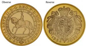 2022 2 oz Gold Proof Platinum Jubilee Coin obverse and reverse