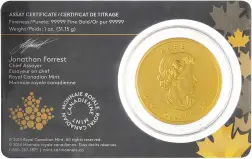 2014 Gold 1 Ounce Howling Wolf Coin Canada Obverse