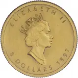 1997 Gold Bullion Ungraded 0.1 Ounce Maple  Coin Single Canada Royal Canadian Mint obverse