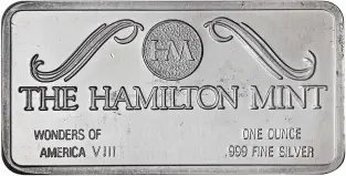 Silver Bullion Ungraded 1 Ounce Old Faithful  Bar Single Secondary Market The Hamilton Mint obverse