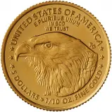 2021 Gold Bullion Ungraded 0.1 Ounce Eagle Coin Single United States of America US Mint reverse