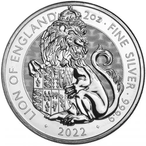 2022 Tudor Beasts Lion of England 2 oz Silver Bullion Coin reverse 1