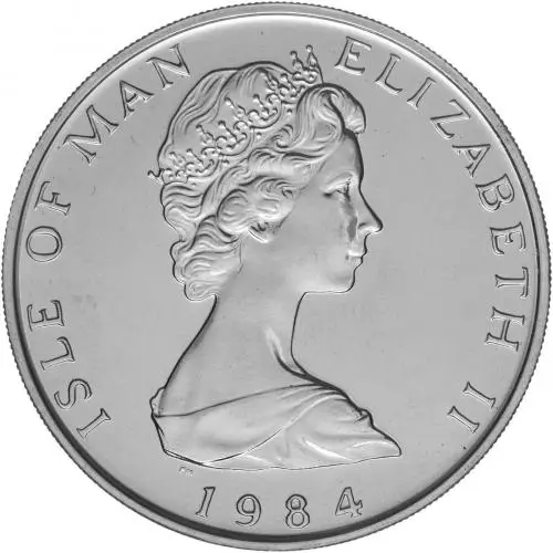 1984 Platinum 1 Ounce Noble Coin Single Isle of Man obverse