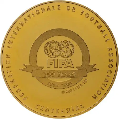 2004 Gold Proof FIFA 100 Years £25  Medallion With Box with Cert 2