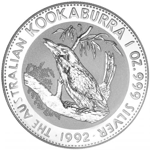 1992 Australian Kookaburra 1 oz Silver Bullion Coin reverse