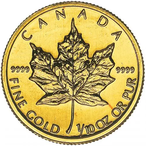 2004 Gold Bullion Ungraded 0.1 Ounce Maple Coin  reverse