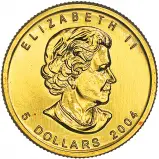 2004 Gold Bullion Ungraded 0.1 Ounce Maple Coin  obverse
