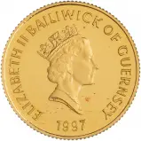 Guernsey 1997 Queen Elizabeth II & Prince Phillip Gold Proof Golden Wedding £25 Coin -  obverse