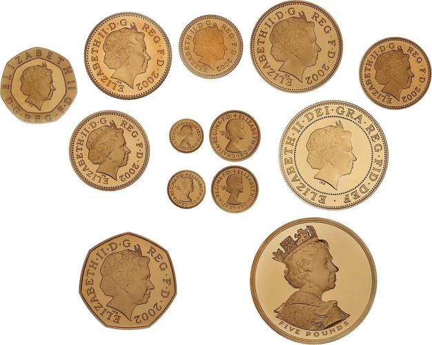2002 Gold Proof Golden Jubilee 13 - Coin Set  obv