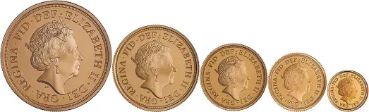 2018 Gold Proof Sovereign Elizabeth II Pound Sterling  Coin Sets Without Box Without Cert United Kingdom The Royal Mint Fifth Portrait 5 Coins obverse