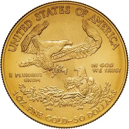 2021 Gold Bullion Ungraded 1 Ounce Eagle Coin Single United States of America US Mint Reverse