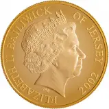 2002 Gold Proof Piedfort Golden Jubilee £5 / Crown  Coin With Box with Cert Jersey The Royal Mint obverse