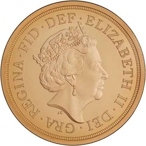 2022 Gold Piedfort Proof Pattern Sovereign Set obverse design