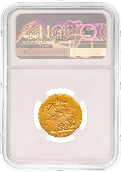 1912 Gold Sovereign George V Sydney Mint NGC AU-55 Reverse