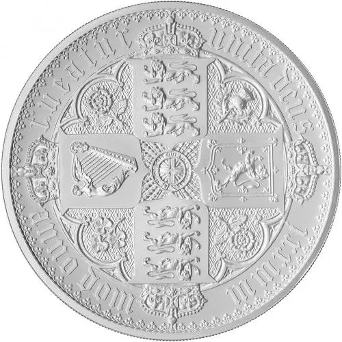 2021 Silver Proof 5 Ounce Great Engravers Series Elizabeth II Gothic Quartered Arms Pound Sterling £10  Coin With Box with Cert Collectable United Kingdom The Royal Mint reverse