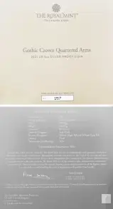 2021 Silver Proof 5 Ounce Great Engravers Series Elizabeth II Gothic Quartered Arms Pound Sterling £10  Coin With Box with Cert Collectable United Kingdom The Royal Mint certificate and specifications