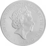 2021 Silver Proof 5 Ounce Great Engravers Series Elizabeth II Gothic Quartered Arms Pound Sterling £10  Coin With Box with Cert Collectable United Kingdom The Royal Mint obverse