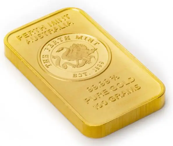 Gold Bullion Ungraded 100 Gram Oriana  Bar Without Cert Perth Mint side view