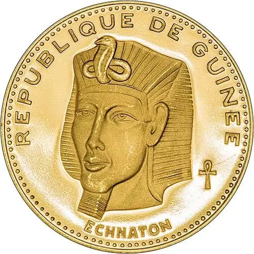 1970 Gold Republique de Guinea 5000 Francs aFDC Echnaton 23495