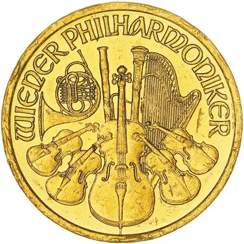 1999 Gold 0.1 Ounce Philharmonic Coin reverse