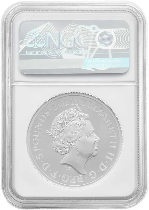 2021 Silver Proof 2 Ounce First Release Queen Label Elizabeth II Gothic Portrait PF-69 ULTRA CAMEO obverse