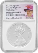 2021 Gothic Crown Victoria Portrait 2 oz Silver Proof Coin NGC PF-69 Ultra Cameo First Release 
