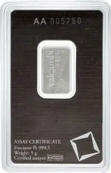 Platinum Bullion Ungraded 5 Gram  Bar Valcambi SA reverse