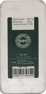 Silver 1 Kilogram Royal Mint Refinery Bullion Bar Reverse