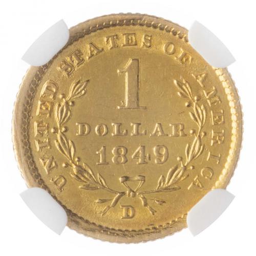 1849 Gold $1 Georgia Dahlonega Mint NGC MS-61 | Chards