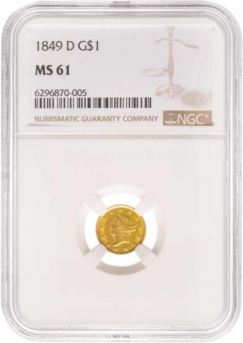 1849 Gold $1 Georgia Dahlonega Mint NGC MS-61 | Chards
