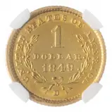 1849 $1 Coin NGC Gold Georgia Gold Rush Dahlonega Mint MS-61 reverse closer